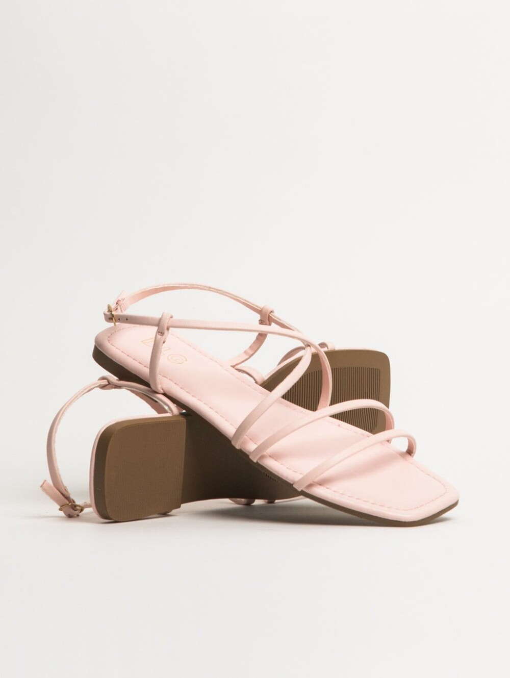 Strappy Square-Toe Sandal in Pink